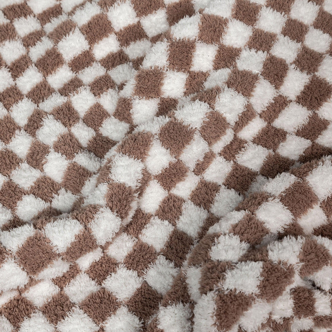 Chocolate Milk & White Check Print Toddler Blanket