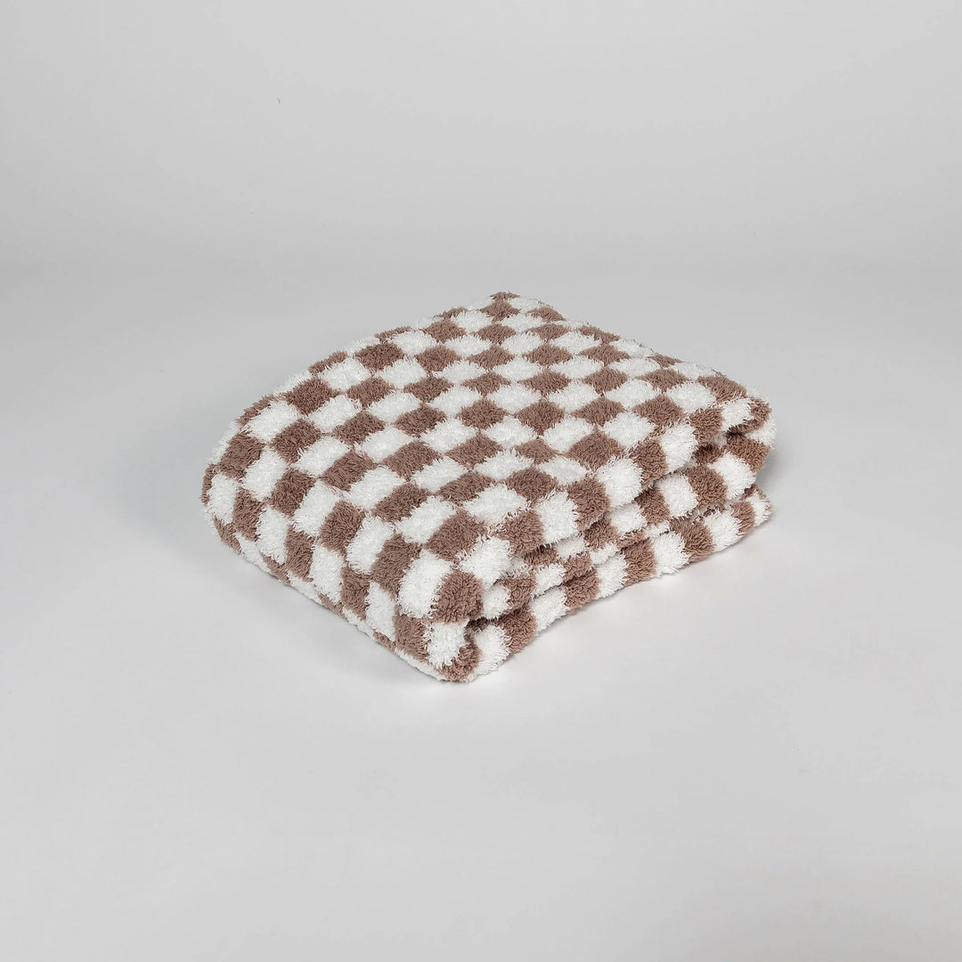 Chocolate Milk & White Check Print Toddler Blanket