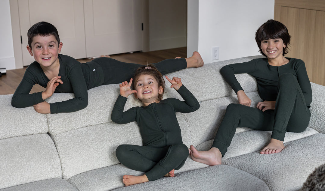 Deep Forest Green Waffle Convertible Footed One Piece