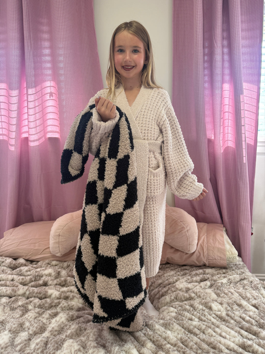 Tap Shoe and Rainy Day Wavy Checker Print Toddler Blanket