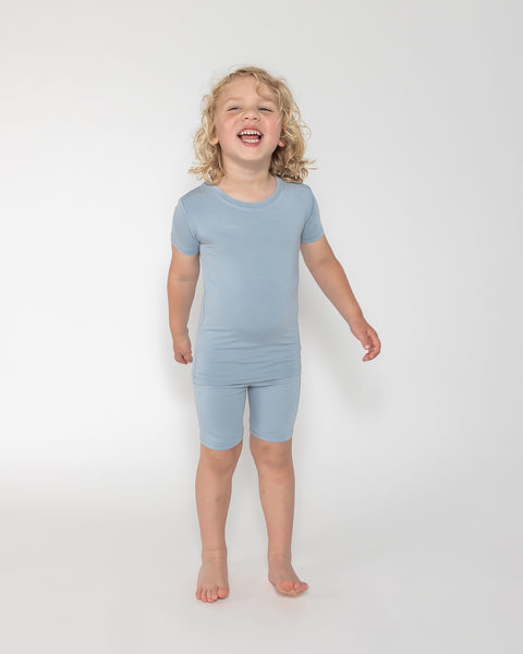 Kids Short PJ Set - Dusty Blue