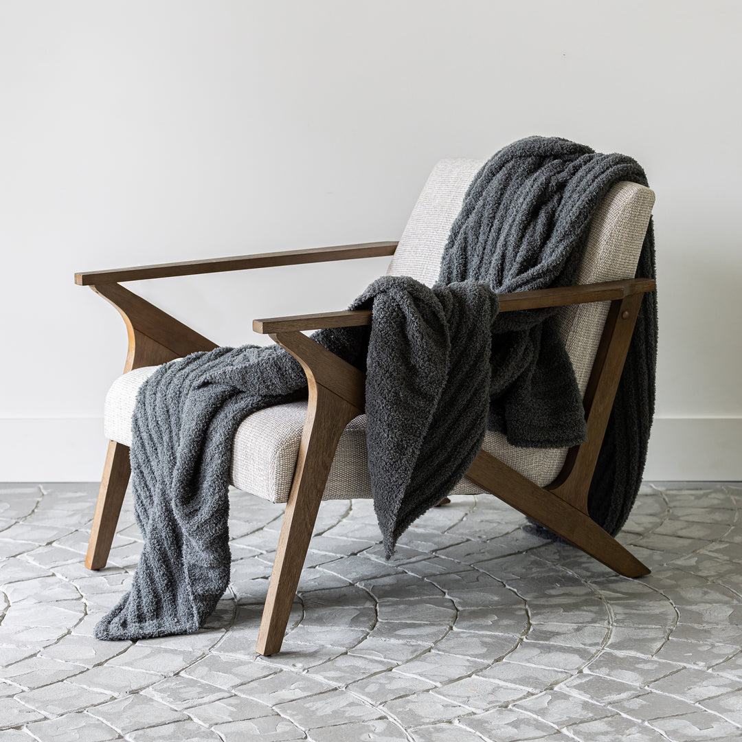 Charcoal Ribbed Extended Throw