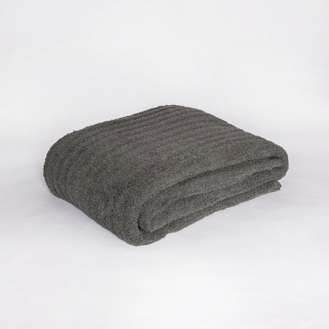Charcoal Ribbed Extended Throw