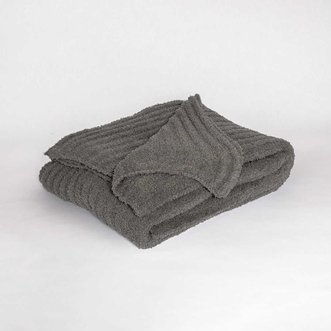 Charcoal Ribbed Extended Throw