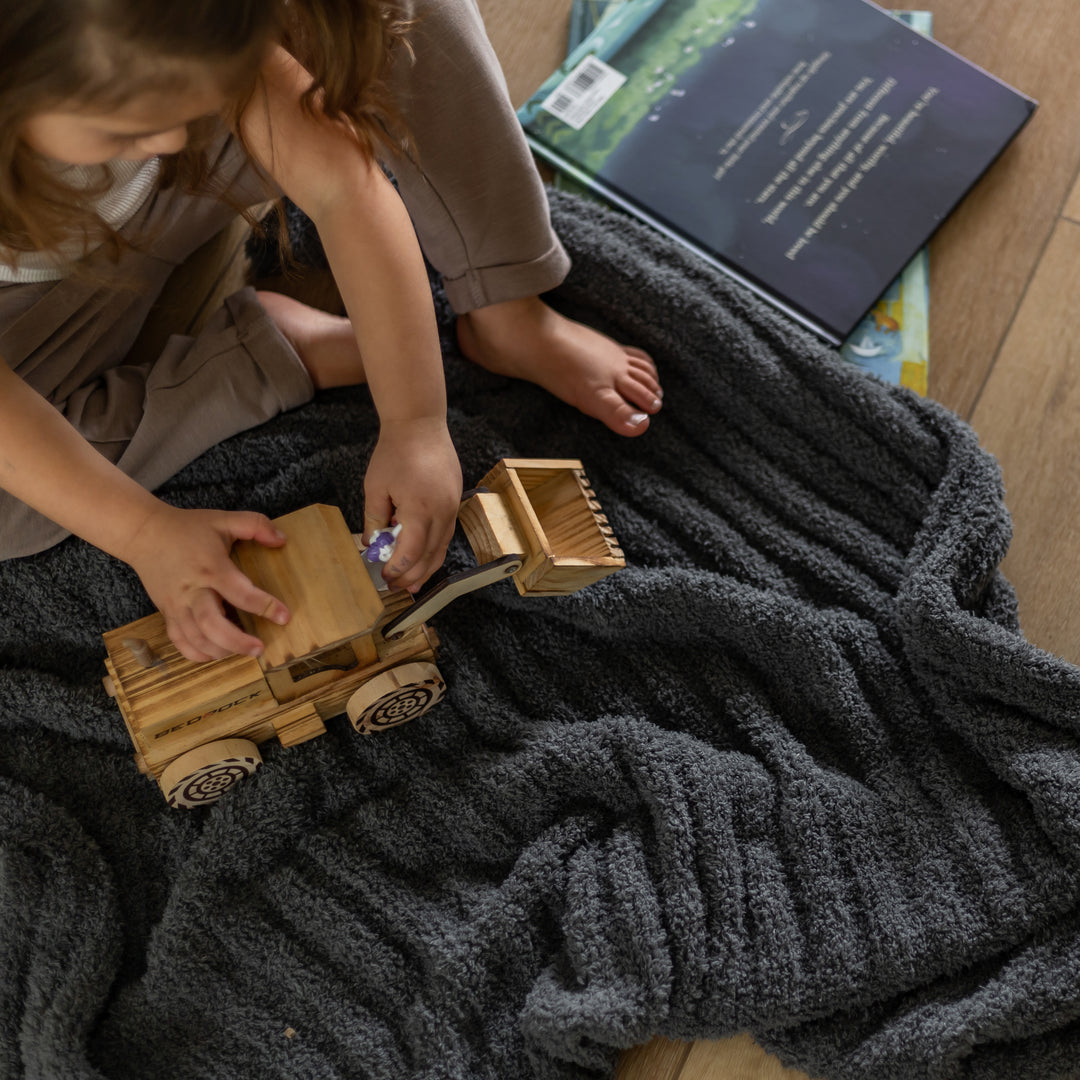 Ribbed Charcoal Toddler Blanket