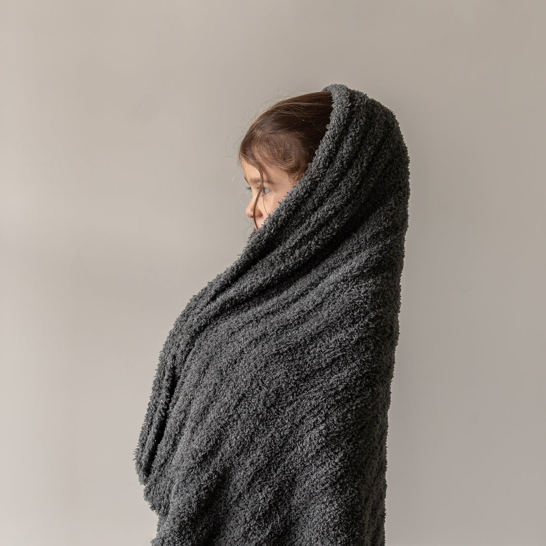 Ribbed Charcoal Toddler Blanket
