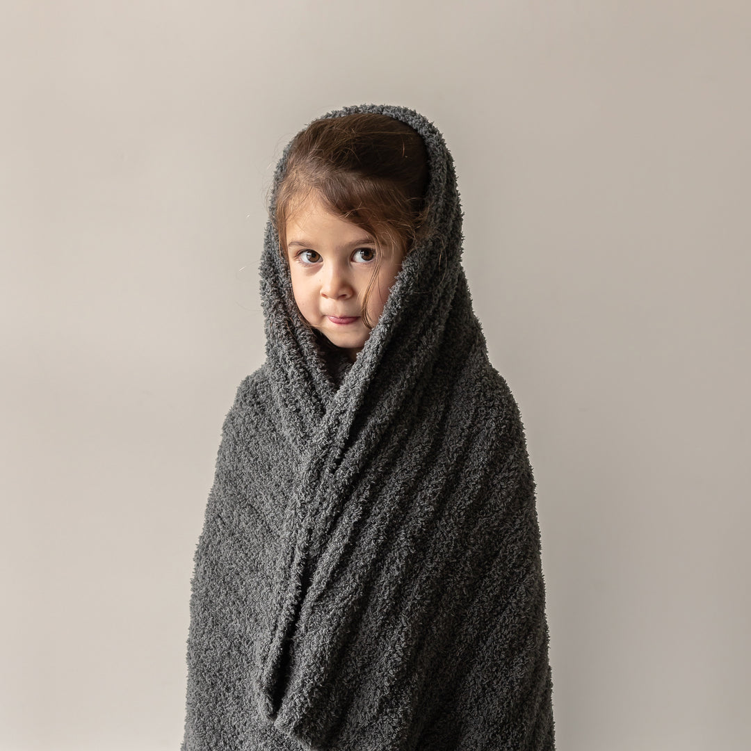 Ribbed Charcoal Toddler Blanket