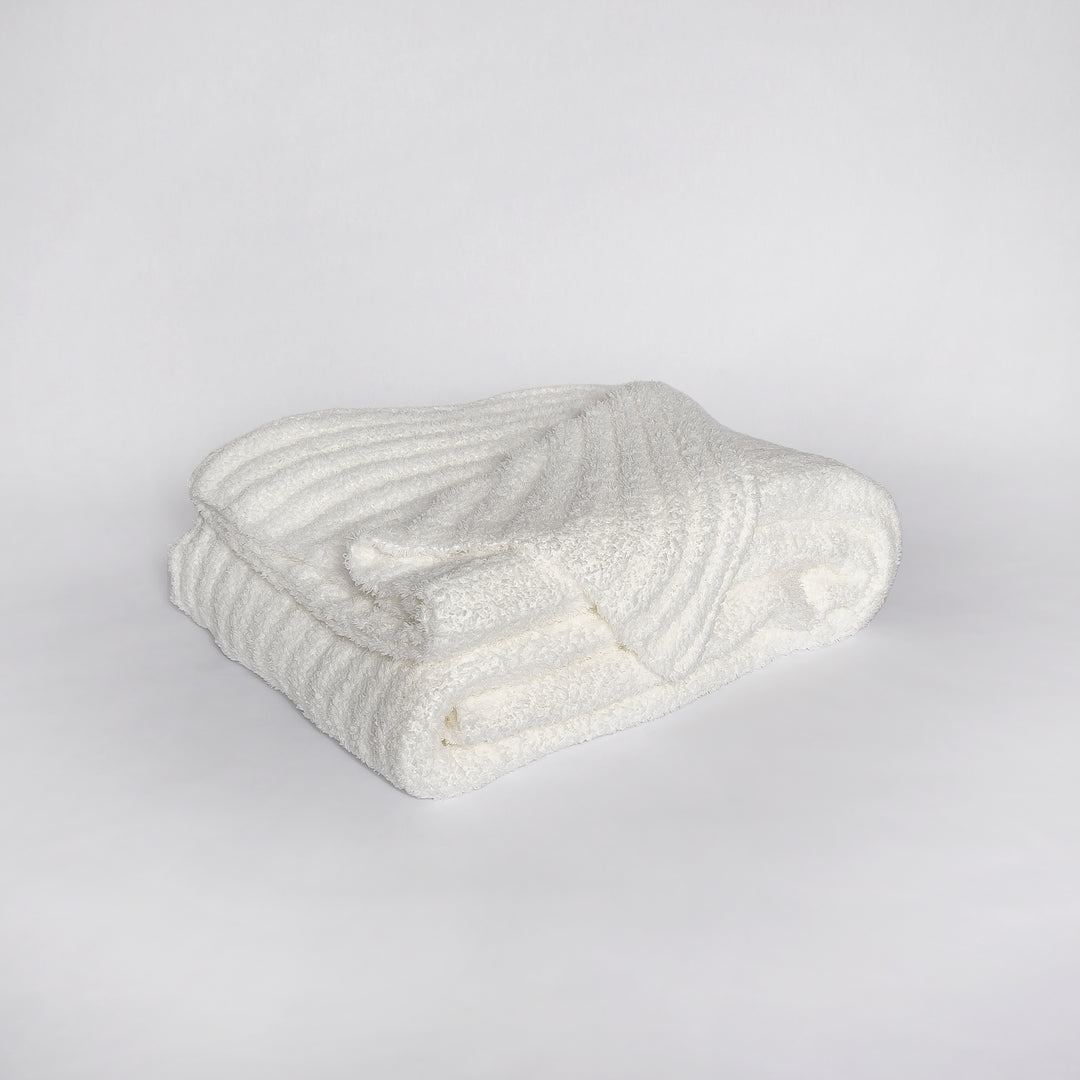 White Ribbed Extended Throw