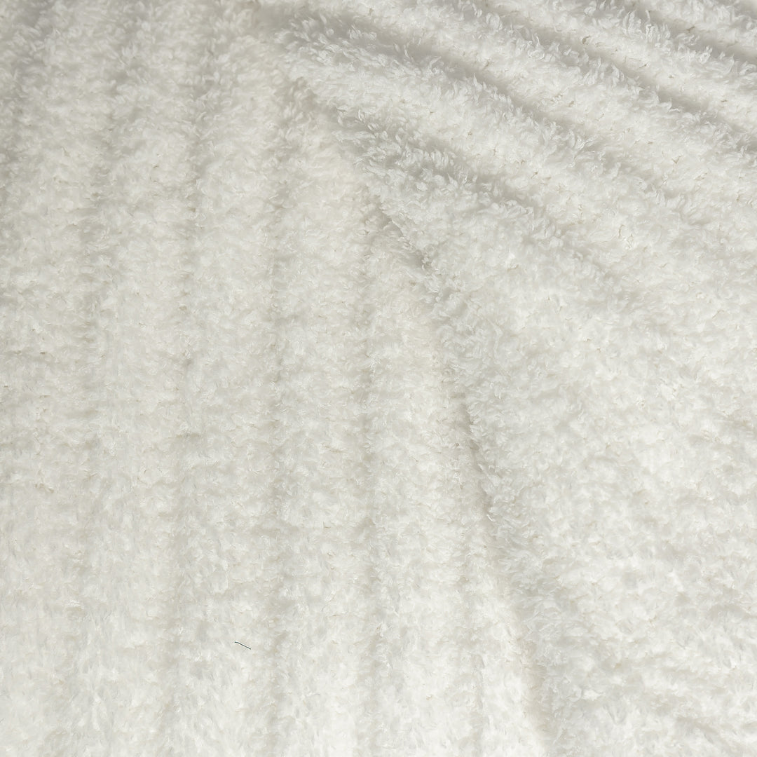 White Ribbed Extended Throw