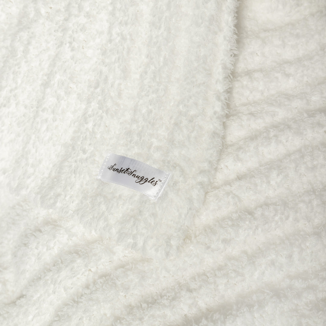 White Ribbed Extended Throw