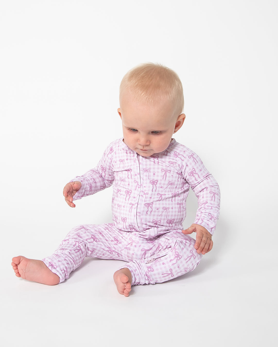 Convertible Footed Onesie - Pink Gingham & Bows