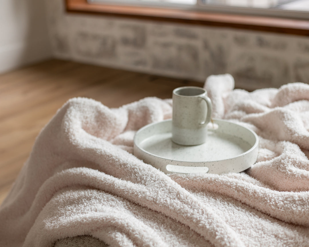 Primrose Pink Solid Double Layered Print Extended Throw