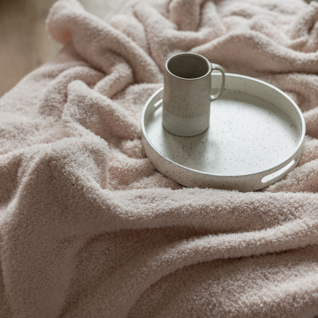 Primrose Pink Solid Double Layered Print Extended Throw