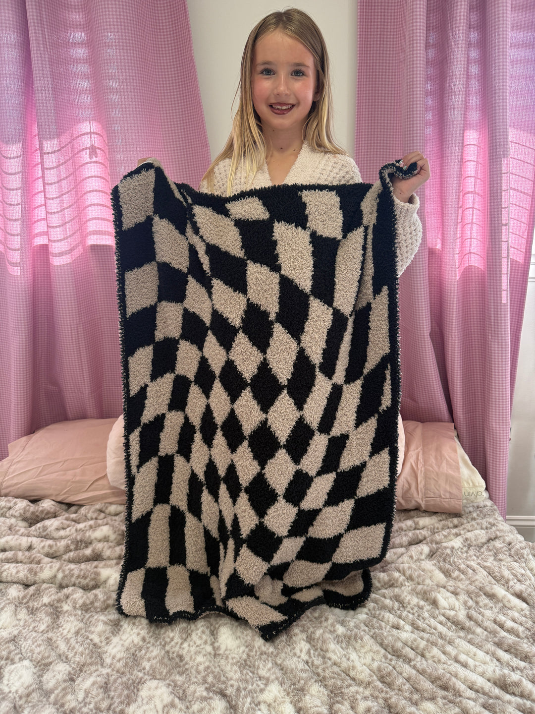 Tap Shoe and Rainy Day Wavy Checker Print Toddler Blanket
