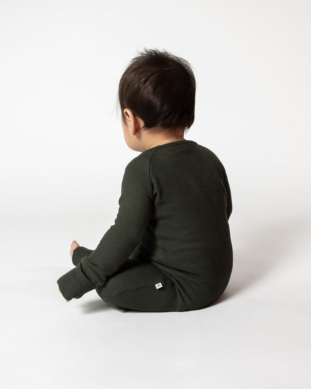 Deep Forest Green Waffle Convertible Footed One Piece