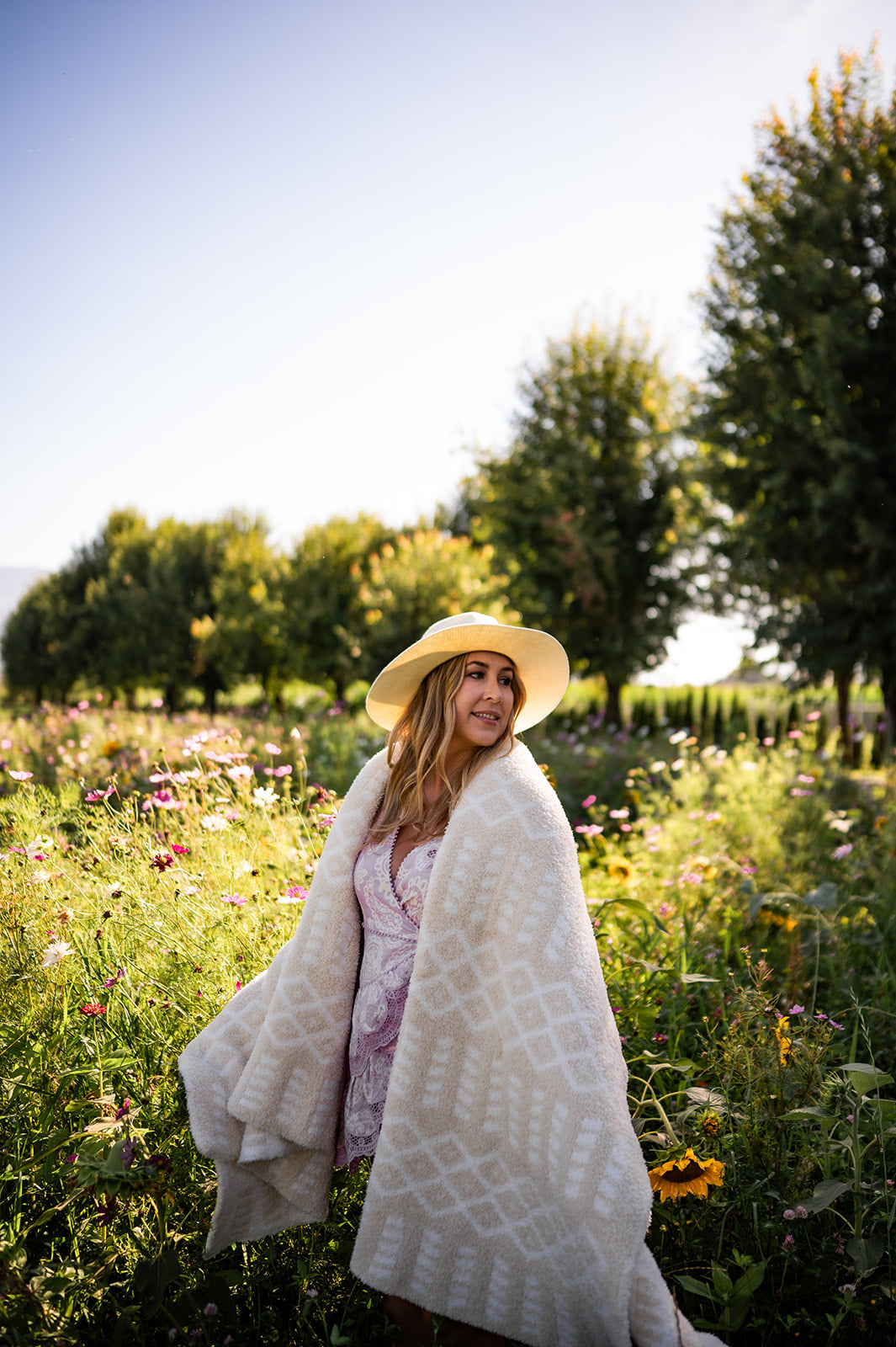 Birch & Marshmallow Diamond Point Print Extended Throw