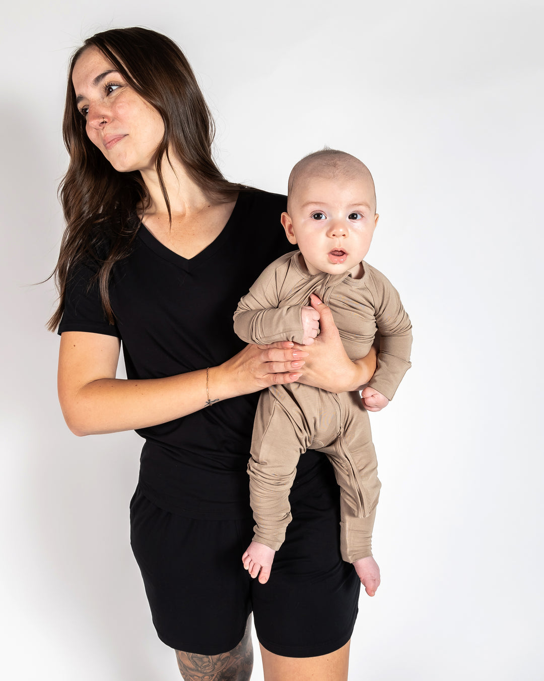 Ladies T-Shirt & Short PJ Set - Basic Black