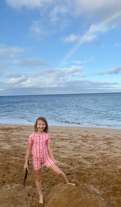 Kids Strawberry & Cherry Bows Pajama Shorts