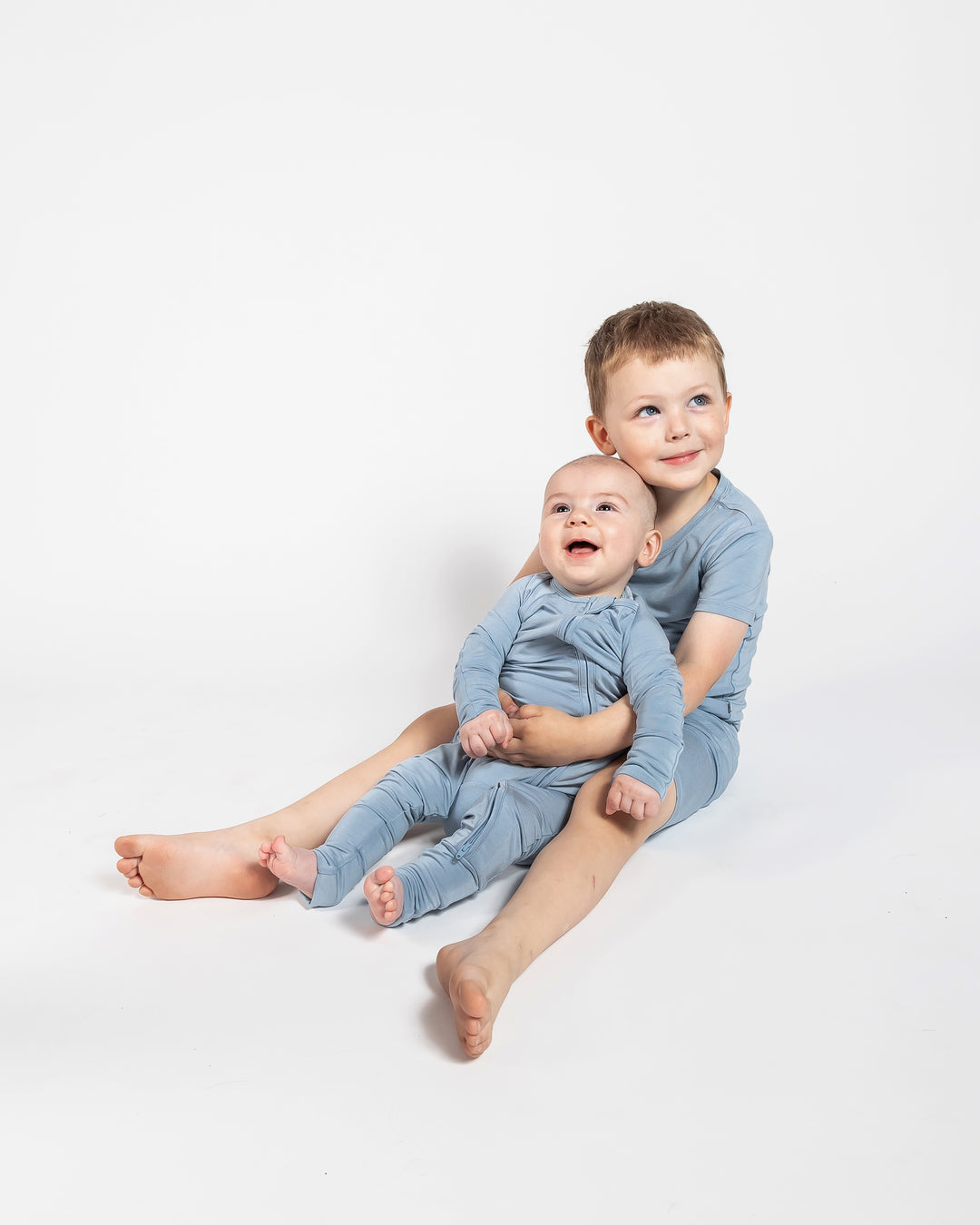 Convertible Footed Onesie - Dusty Blue