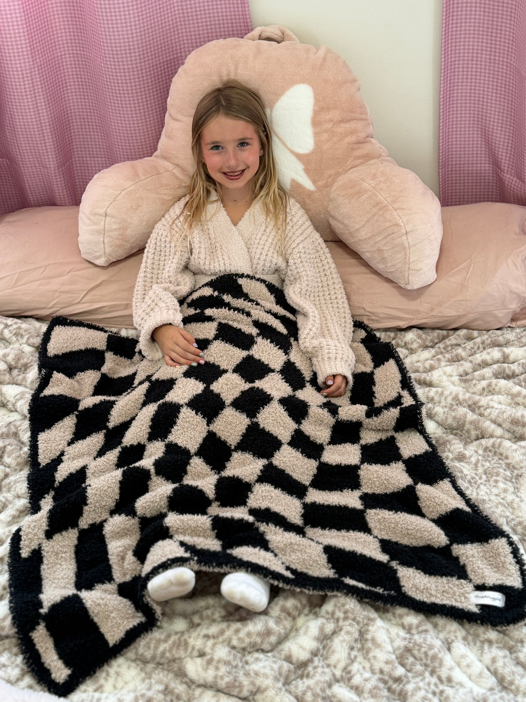 Tap Shoe and Rainy Day Wavy Checker Print Toddler Blanket