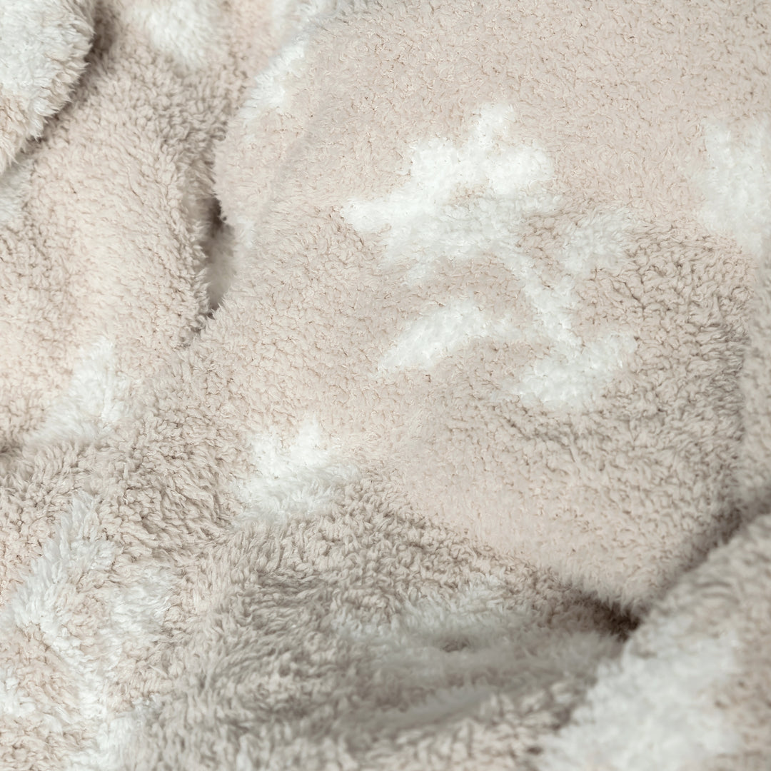 Flower Print Blushing Beige and White Extended Throw