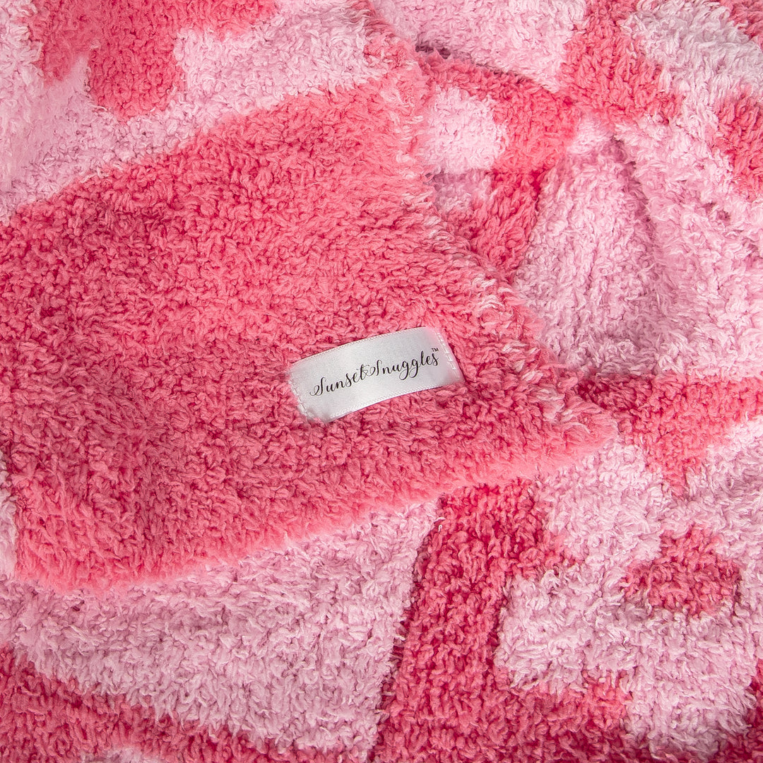 Hot Bright Pink Flower Power Checkerboard Print Lovey