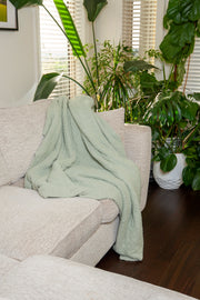 Desert Sage Solid Double Layered Print Extended Throw