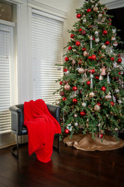 Christmas Red Solid Double Layered Print Throw