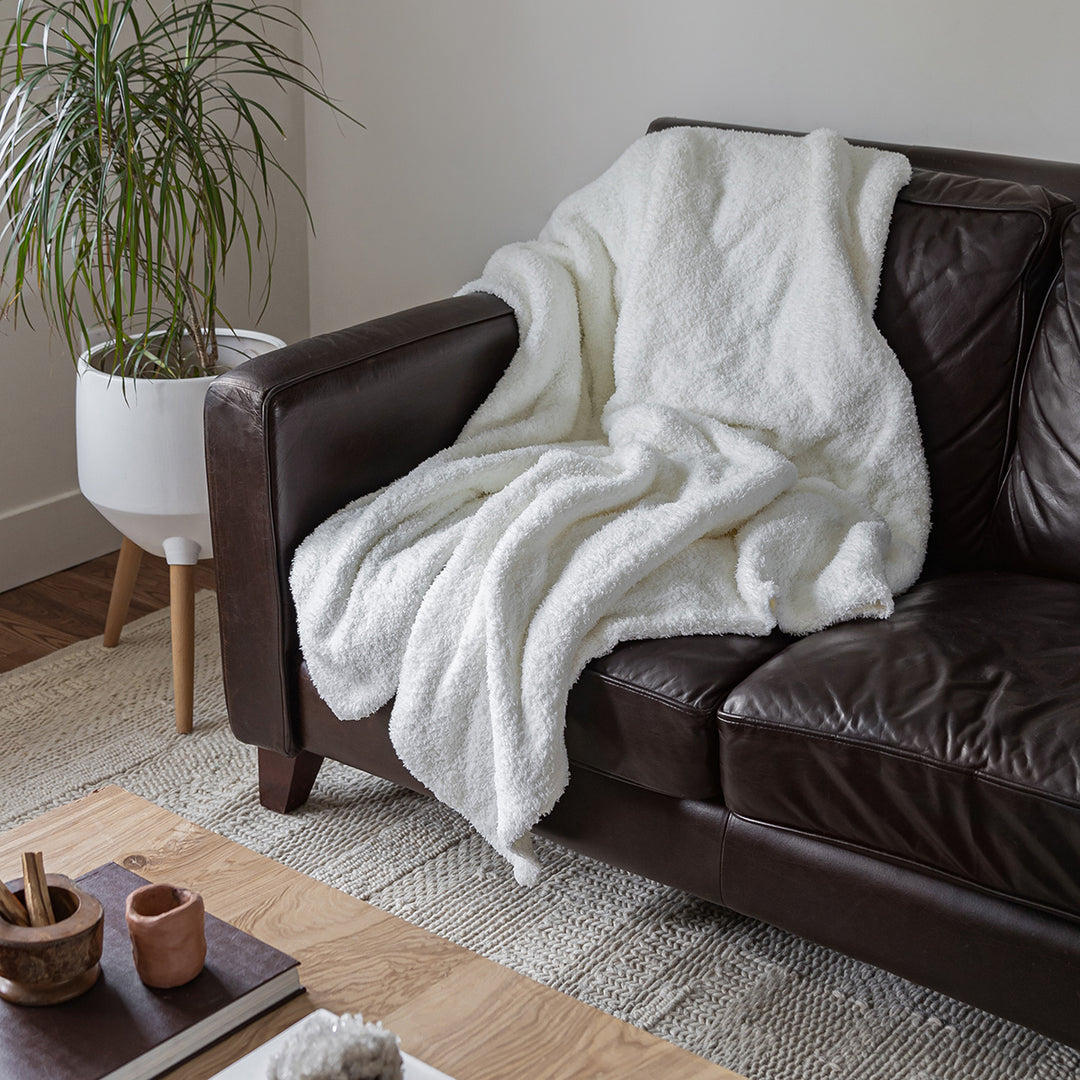White Solid Double Layered Extended Throw