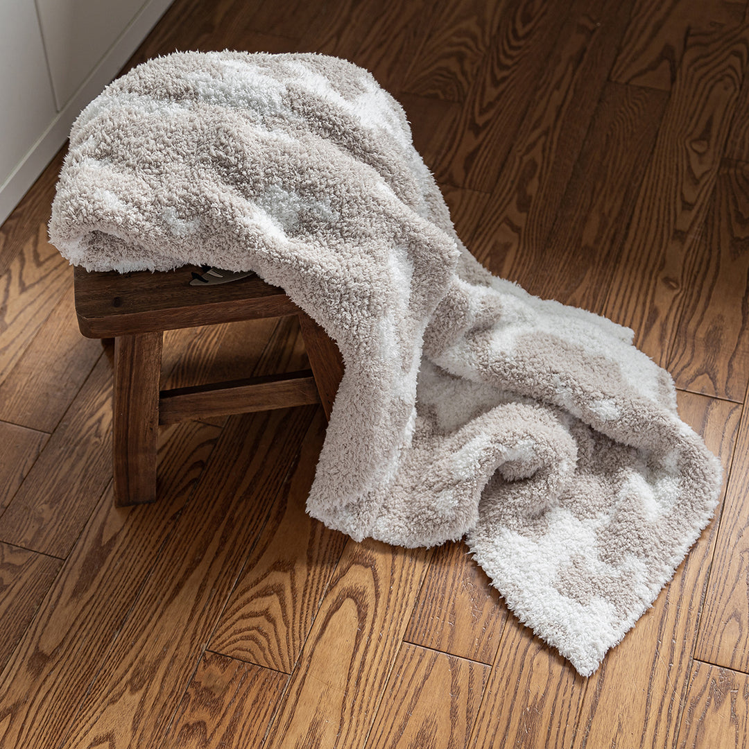 Blushing Beige & White Cow Print Throw