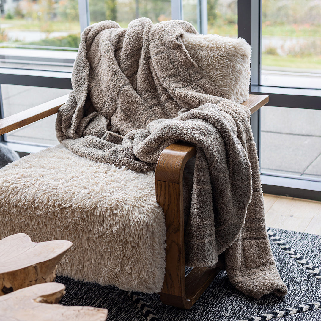 Pure Cashmere and Roasted Cashew Plaid Print Throw