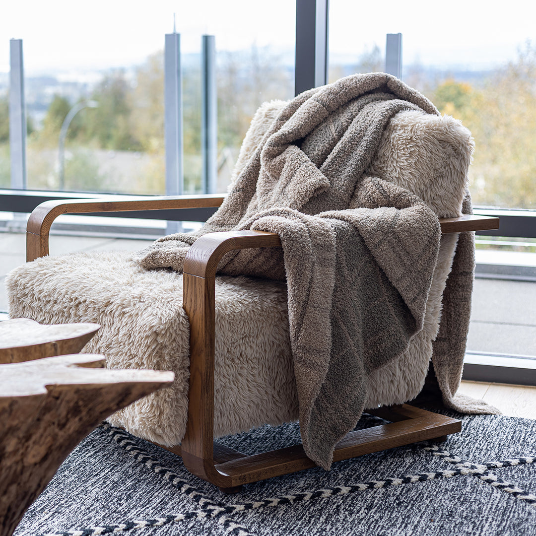 Pure Cashmere and Roasted Cashew Plaid Print Throw