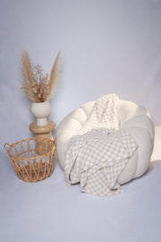 Blushing Beige & White Check Print Extended Throw - Sunset Snuggles