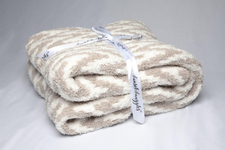 Greige & White Chevron Print Throw - Sunset Snuggles
