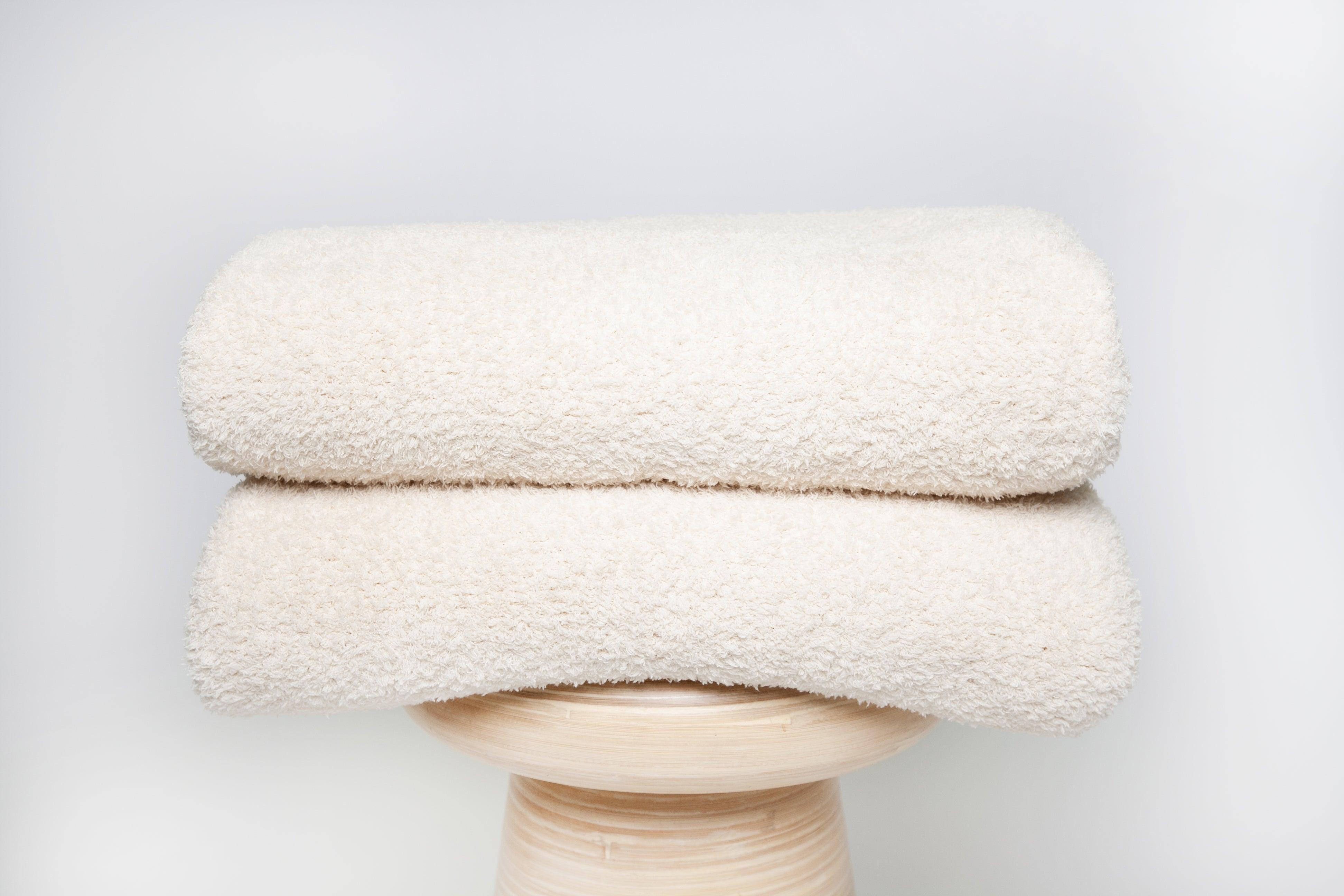 Cream Solid Double Layered Print Throw - Sunset Snuggles