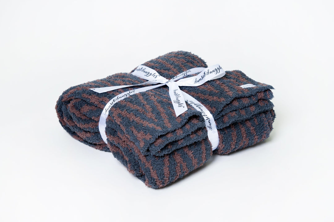 Turbulence & Peppercorn Zig Zag Print Throw - Sunset Snuggles