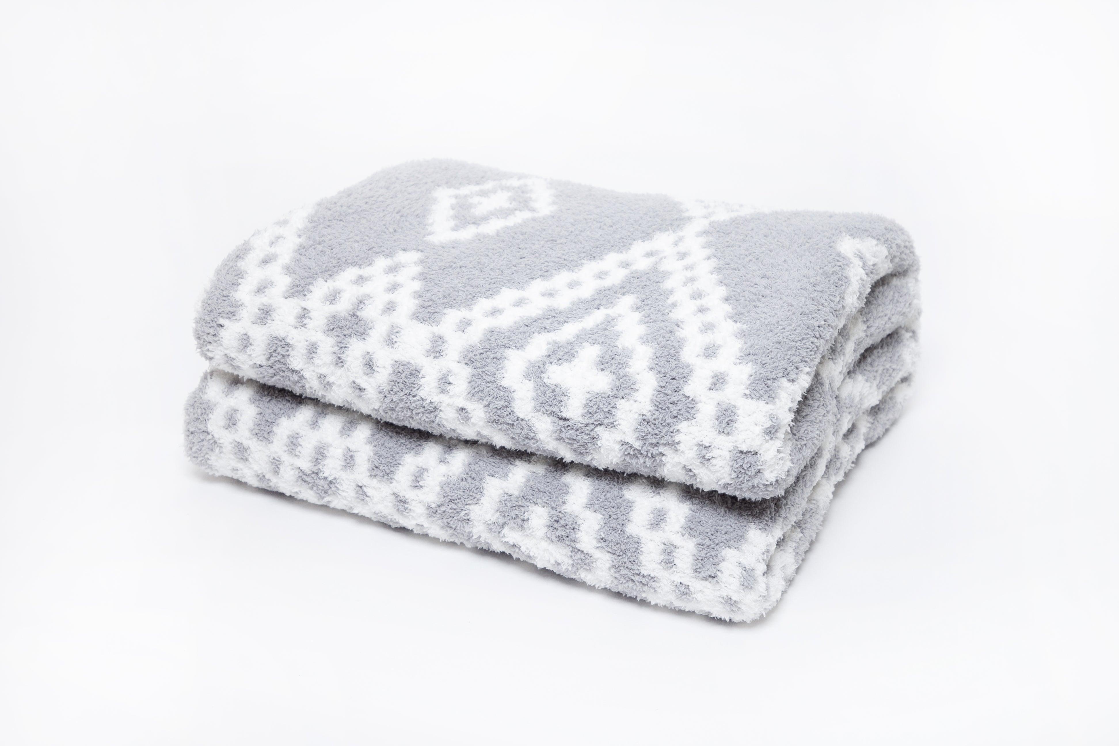 Grey & White Diamond Mosaic Print Throw - Sunset Snuggles