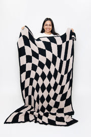 Tap Shoe & Rainy Day Wavy Checker Print Extended Throw - Sunset Snuggles