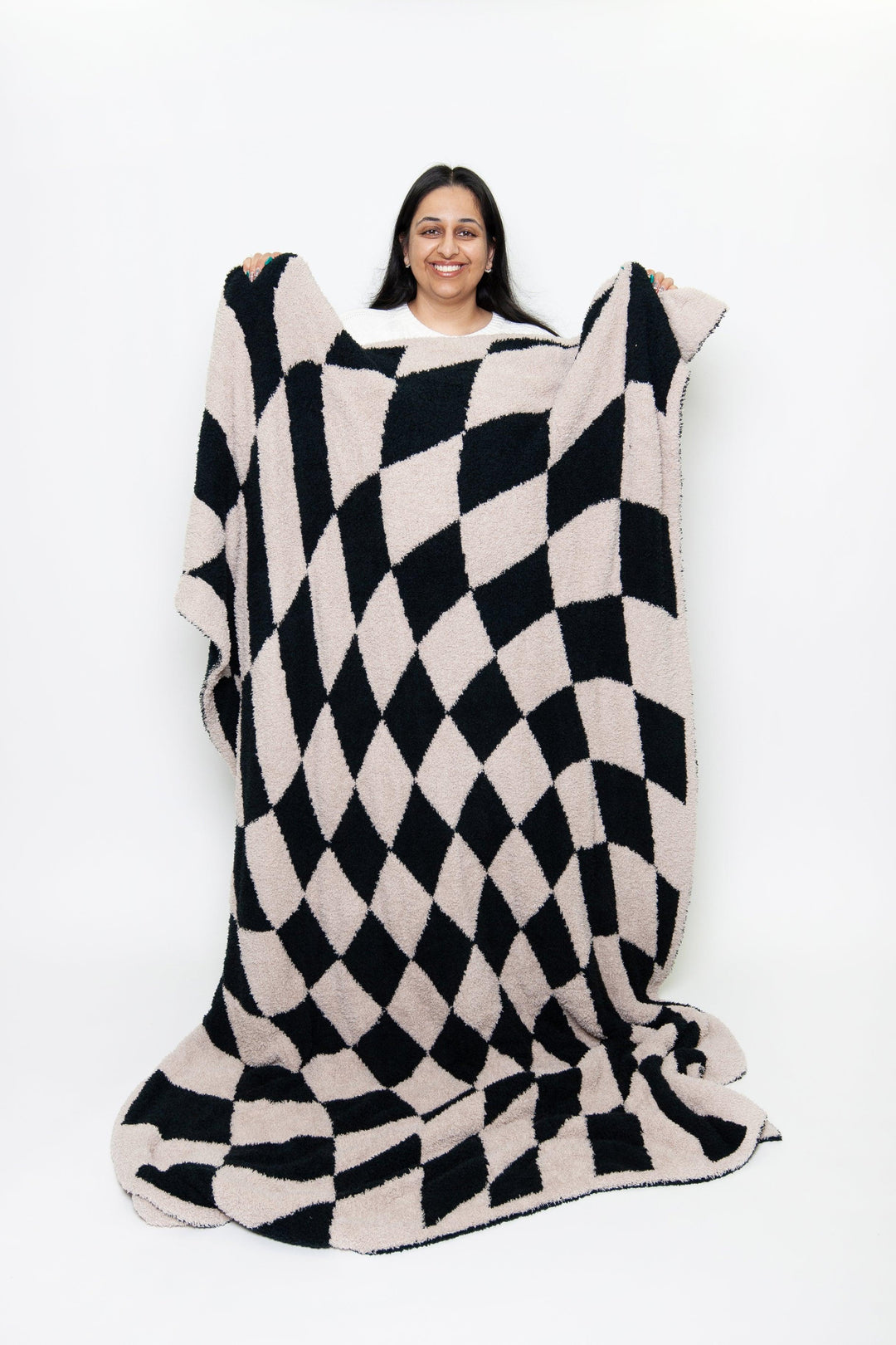 Tap Shoe & Rainy Day Wavy Checker Print Throw - Sunset Snuggles