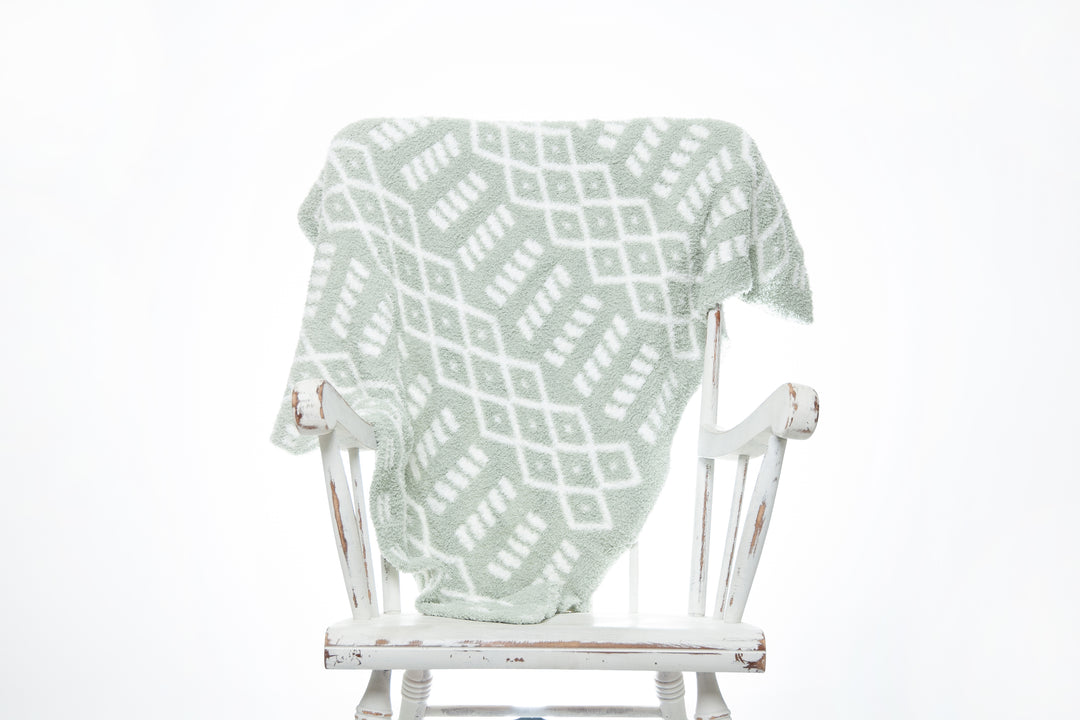 Desert Sage & White Diamond Point Print Toddler Blanket