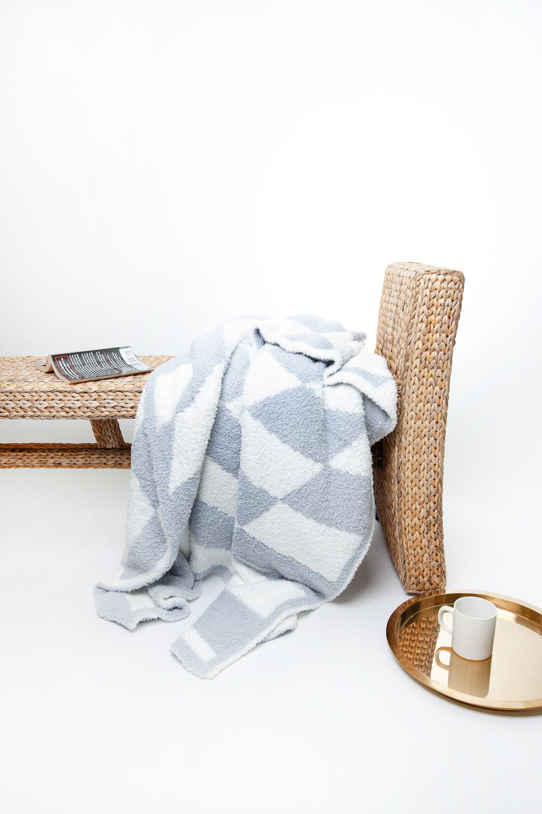 Frozen & White Wavy Checker Print Throw