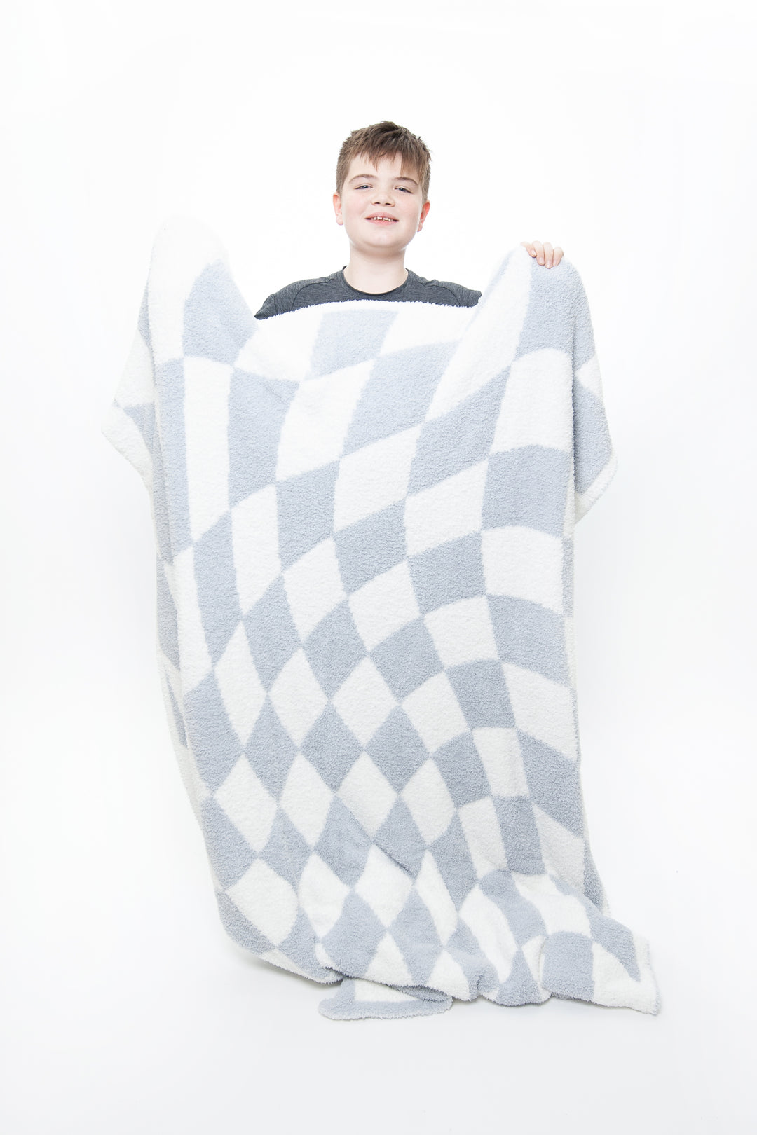 Frozen & White Wavy Checker Print Throw