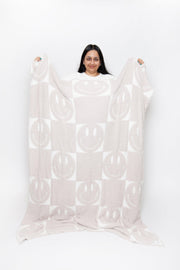 Taupe & White Smiley Face Print Throw - Sunset Snuggles
