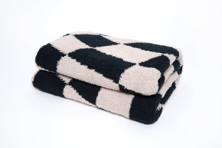 Tap Shoe & Rainy Day Wavy Checker Print Throw - Sunset Snuggles