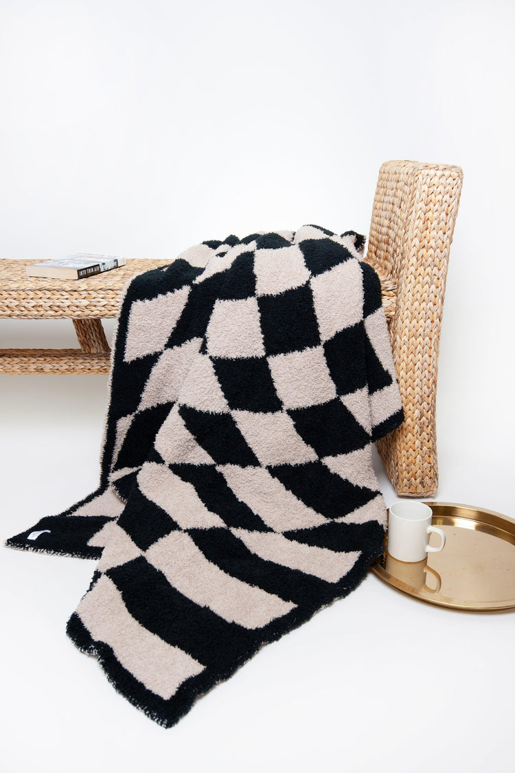 Tap Shoe & Rainy Day Wavy Checker Print Throw - Sunset Snuggles