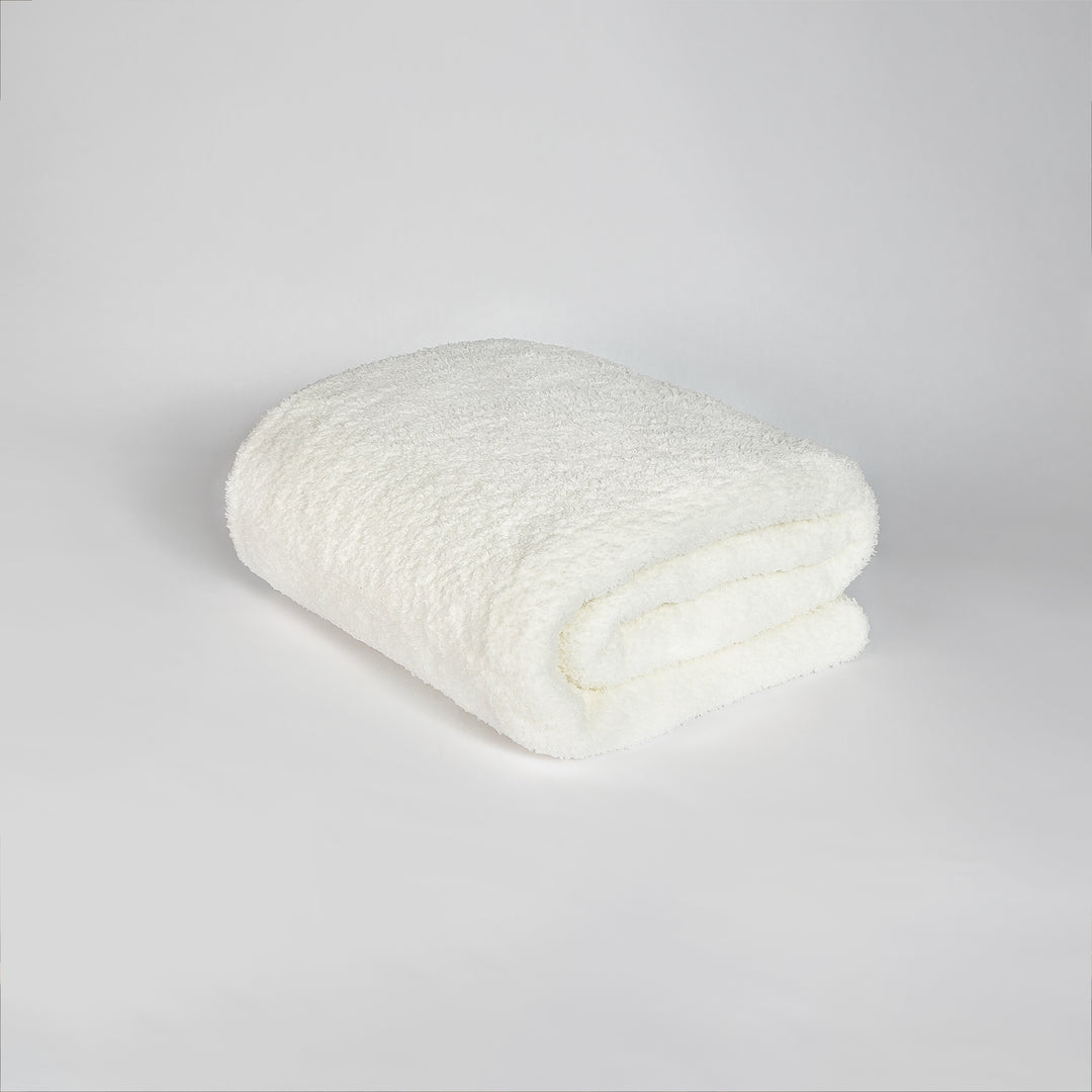 White Solid Double Layered Extended Throw