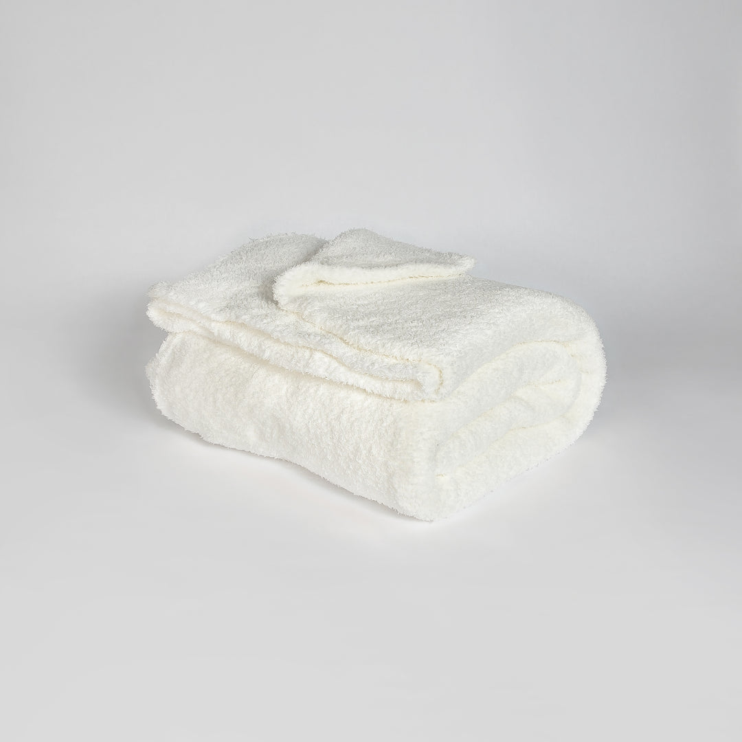 White Solid Double Layered Extended Throw