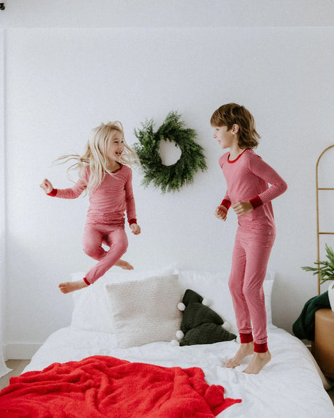 Two Piece Long Pajama Set - Gingham
