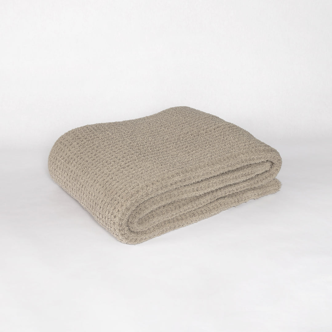 Greige Waffle Extended Throw
