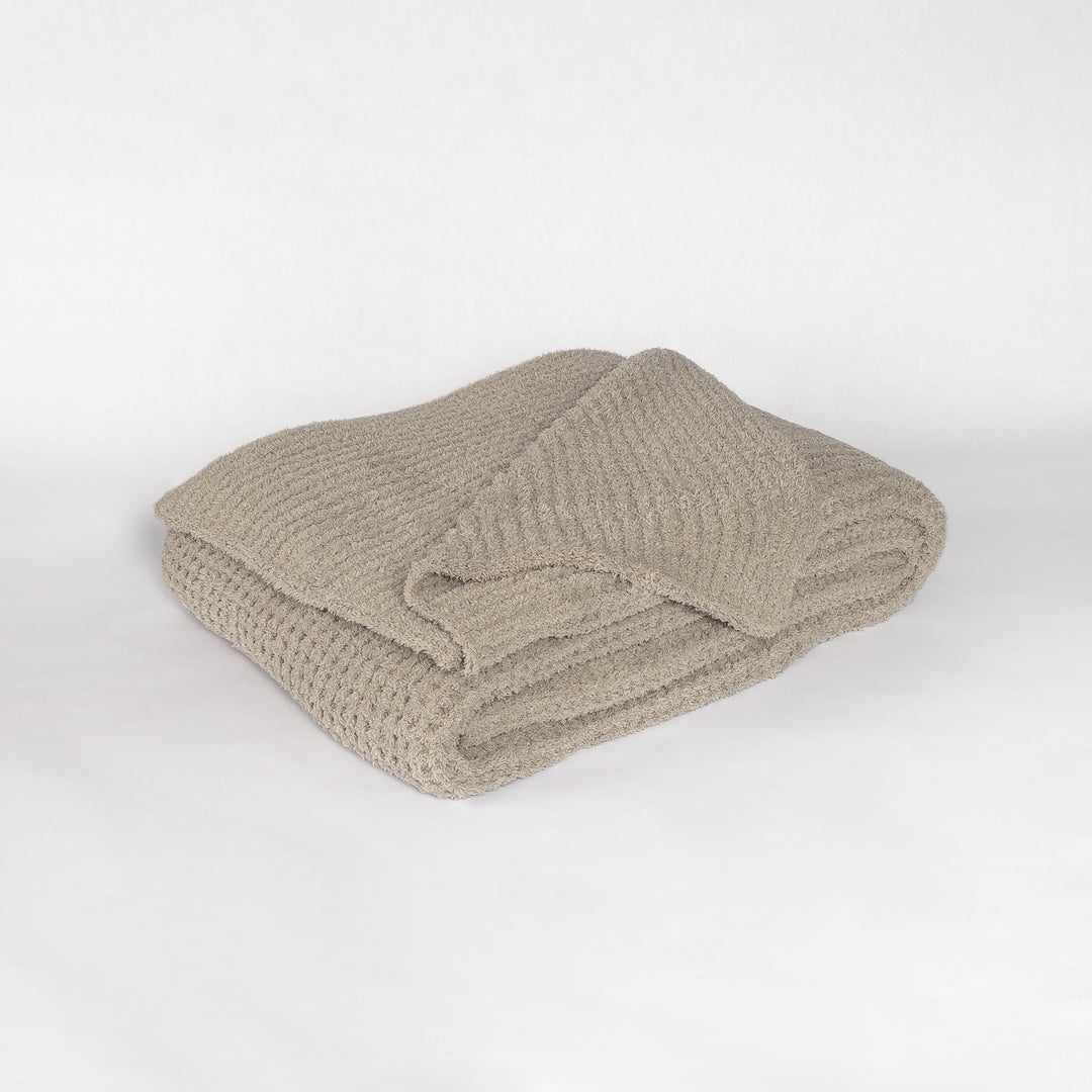 Greige Waffle Extended Throw